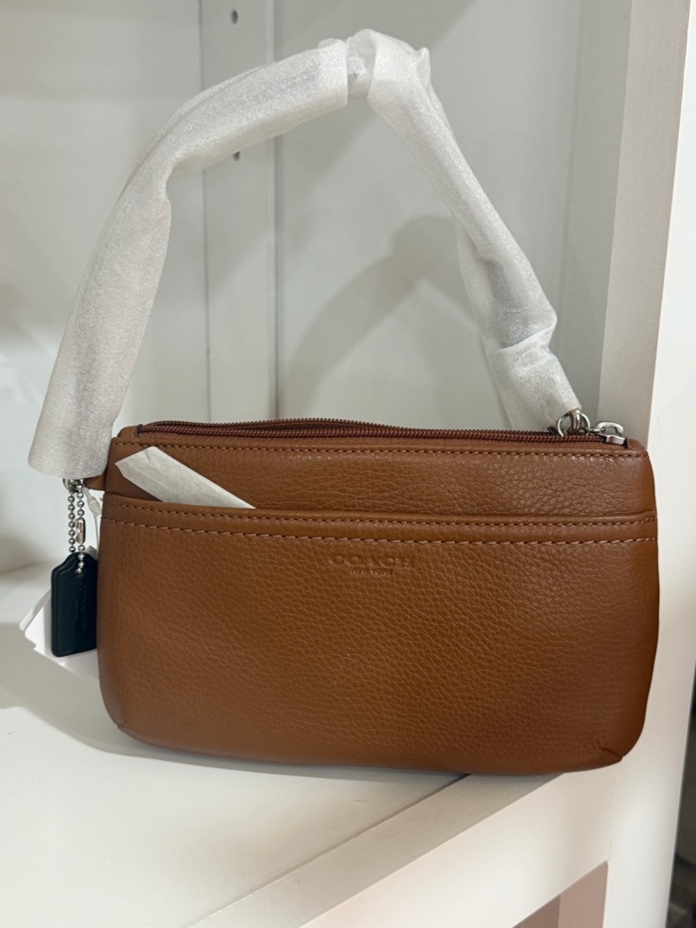 Coach Pebbled Leather Shoulder Bag in Cognac